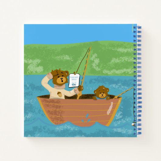 2つの魚釣りブラウンベアズキッズサマージャーナル ノートブック (裏面)