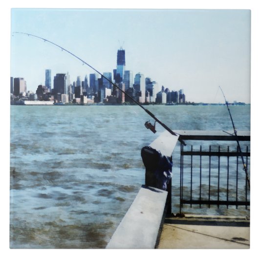 2つの魚釣りポール タイル (正面)