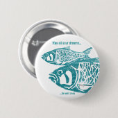 2つの魚青くパーソナライズなピン 缶バッジ (正面&裏面)