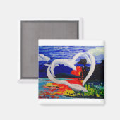 2つの鳥の概念 マグネット (正面/裏面)