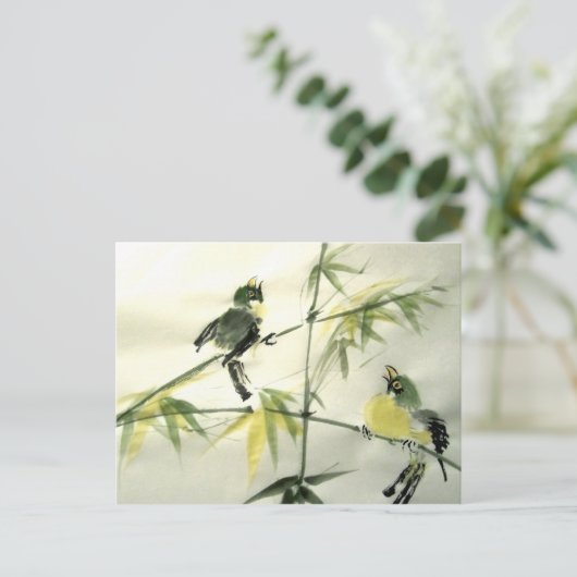 2つの鳥はがき ポストカード (スタンド正面)