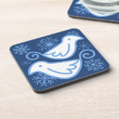 2つの鳩の冬の青コースター（セット6） コースター (左側)