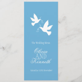 2つの鳩の青と白結婚のディナーメニュー メニュー