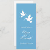 2つの鳩の青と白結婚のディナーメニュー メニュー (正面/裏面)