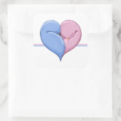 2つの鳩1つのハートスクエアステッカー スクエアシール (バッグ)