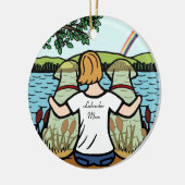 2つの黄色いラブラドールの天使およびお母さん2 セラミックオーナメント (左)