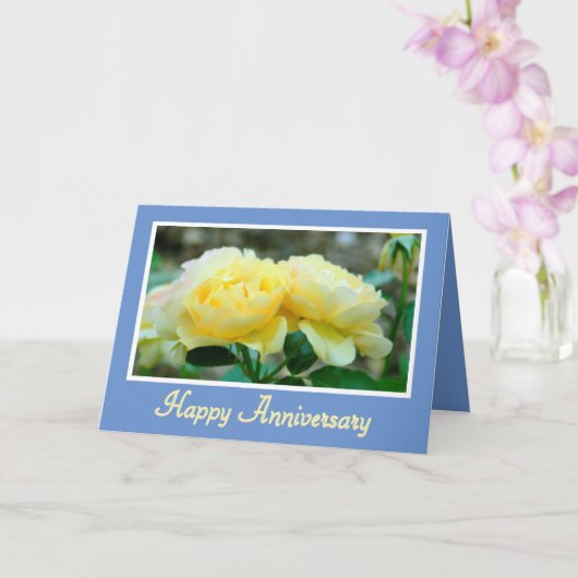 2つの黄色のバラ/ハッピーアニバーサリー/素晴らしカップル カード (蘭)