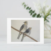 2つの黄色の灰色の鳥フラットサンキューノートカード サンキューカード (スタンド正面)