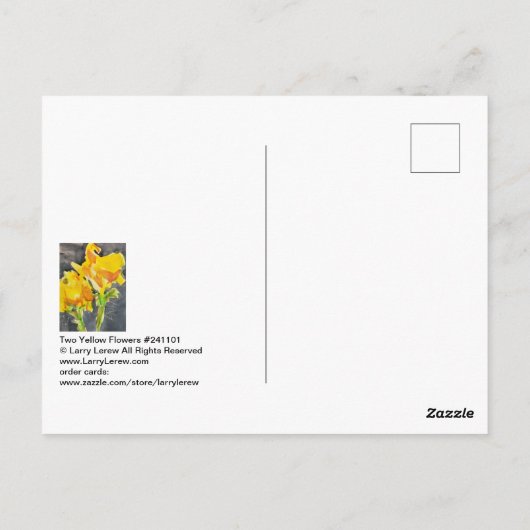 2つの黄色の花のクレヨン絵を描レジスト#241101 ポストカード (裏面)