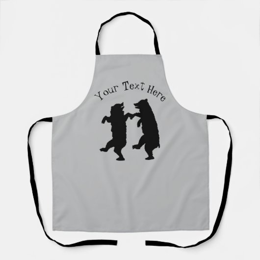 2つの黒いクマのシルエット踊り エプロン (正面)