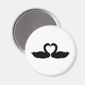 2つの黒いスワンアイコン マグネット (正面/裏面)