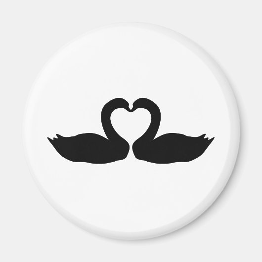 2つの黒いスワンアイコン マグネット (正面)
