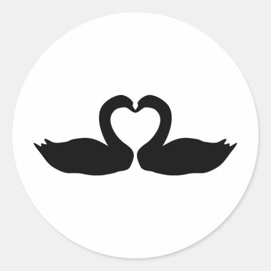 2つの黒いスワンアイコン ラウンドシール (正面)