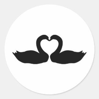 2つの黒いスワンアイコン ラウンドシール