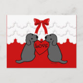 2つの黒いラブラドールとラブマンガレース ポストカード (正面)