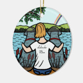 2つの黒いラブラドールの天使およびお母さん2 セラミックオーナメント (左)