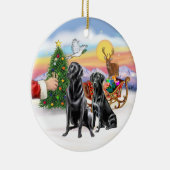 2つの黒いラブラドール セラミックオーナメント (右)