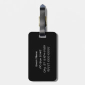 2つの黒い水玉模様パターンモノグラム ラゲッジタグ (裏面縦)