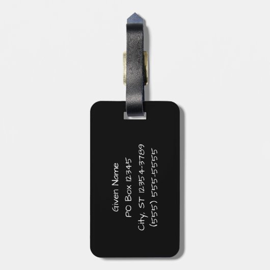 2つの黒い水玉模様パターンモノグラム ラゲッジタグ (裏面縦)