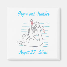 2つの黒い白鳥の描画日付の磁石を保存 マグネット