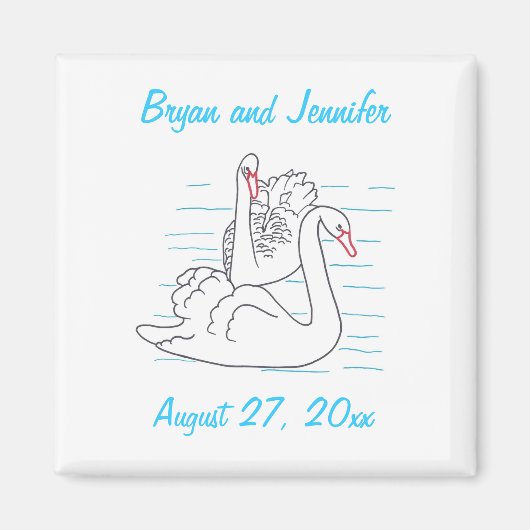 2つの黒い白鳥の描画日付の磁石を保存 マグネット (正面)