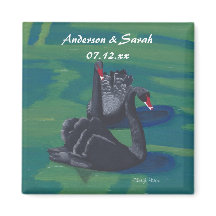 2つの黒い白鳥スイミングデパーソナライズされたートマグネット