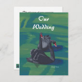 2つの黒い白鳥スイミング結婚式招待状 招待状 (正面/裏面)