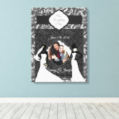 2つの黒い花嫁シルエット私たちの結婚式の日 キャンバスプリント (インサイチュ (ウッドフロア))