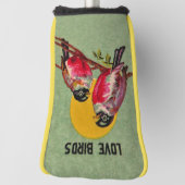 2つの黒かわいらし色の愛の鳥サングリーン ゴルフヘッドカバー (回転90)