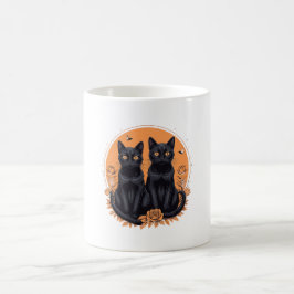 2つの黒猫レトおもしろいキャットギフトマグ コーヒーマグカップ