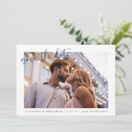 2つの2フォトミニマリストスクリプトエレガントな結婚式 セーブザデート