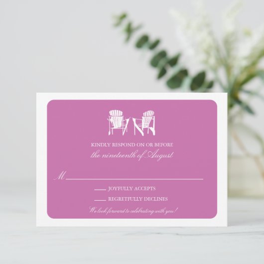 2つのAdirondackチェアRSVP 招待状 (スタンド正面)