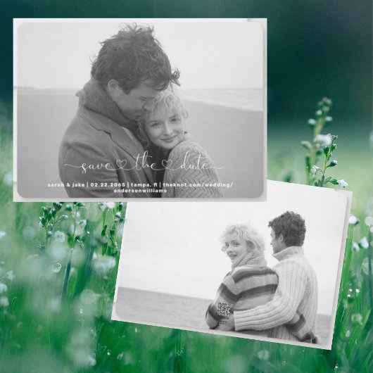 2つのB/W写真Simple Us Save the Date シーズンカード