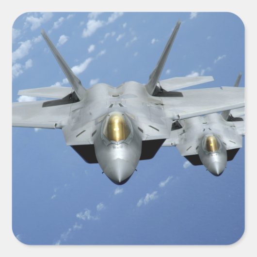 2つのF-22ラプターが太平洋海を飛ぶ2 スクエアシール (正面)