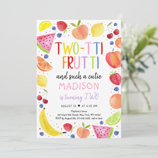 2つのFruttiのようなかわいこちゃん第2誕生日 招待状 (スタンド正面)