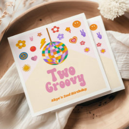 2つのGroovyディスコボール2nd誕生日パーティー スタンダードランチョンナプキン