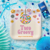 2つのGroovyディスコボール2nd誕生日パーティー ペーパープレート (パーティー)