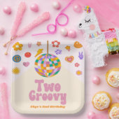 2つのGroovyディスコボール2nd誕生日パーティー ペーパープレート (パーティー)