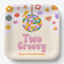 2つのGroovyディスコボール2nd誕生日パーティー ペーパープレート