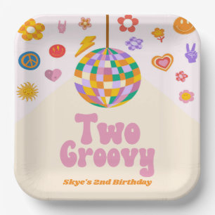 2つのGroovyディスコボール2nd誕生日パーティー ペーパープレート