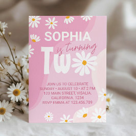 2つのGroovyデイジー2nd誕生日招待状 招待状