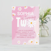 2つのGroovyデイジー2nd誕生日招待状 招待状 (スタンド正面)