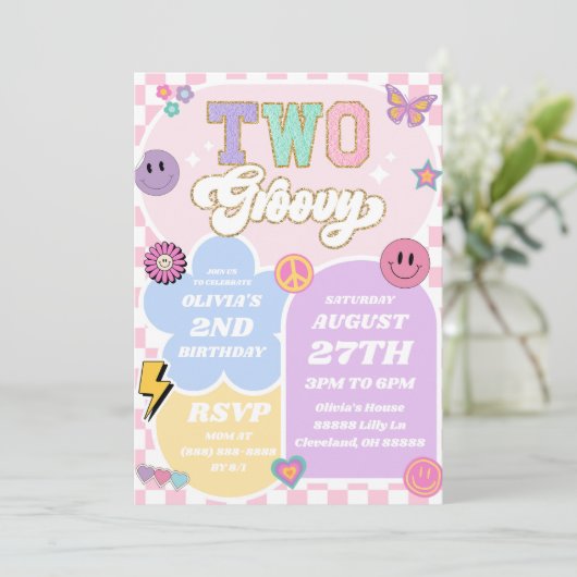 2つのGroovyバ名門私立校風のルシティパッチ2nd誕生日パーティー 招待状 (スタンド正面)