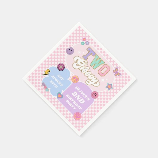 2つのGroovyパッ名門私立校風のチ2nd誕生日パーティー スタンダードカクテルナプキン (角)