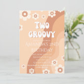 2つのGroovyパーティーレトロ2nd誕生日ニュートラル 招待状 (スタンド正面)