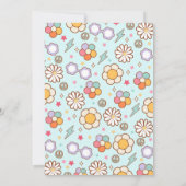 2つのGroovyレインボーフラワー2nd誕生日招待状 招待状 (裏面)