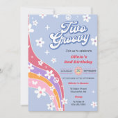 2つのGroovyレインボーフローラ2nd誕生日パーティー 招待状 (正面)