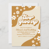 2つのGroovyレトロデイジー2nd誕生日招待状 招待状 (正面)
