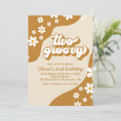 2つのGroovyレトロデイジー2nd誕生日招待状 招待状 (スタンド正面)