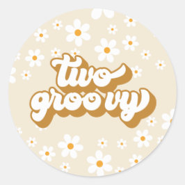 2つのGroovyレトロデイジー2nd誕生日 ラウンドシール